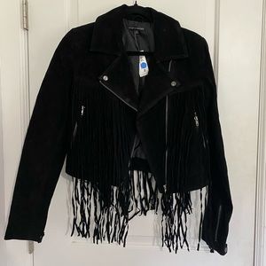 Real suede fringe jacket